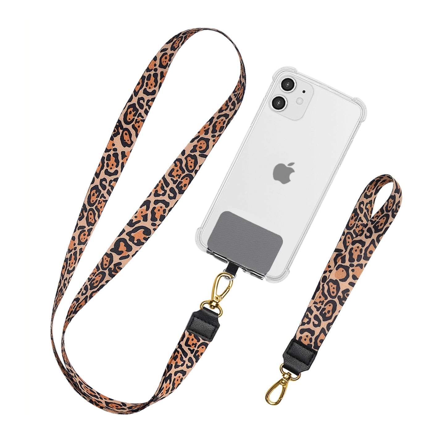Strap para carcasa de celular universal, doble correa café.