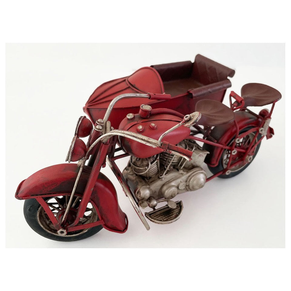 Moto A Escala Con Sidecar, Decoración Vintage En Fierro