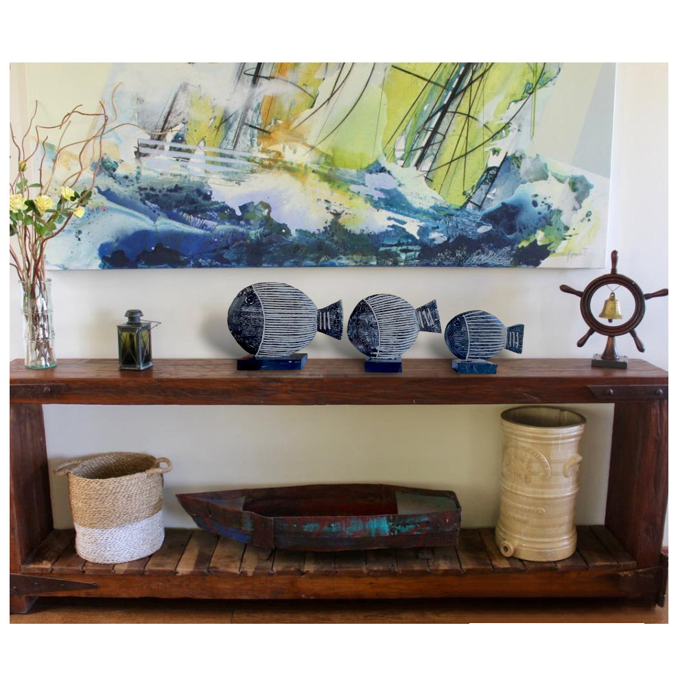 Decoración náutica. Peces decorativos de madera, Pack de 3 Pescados.