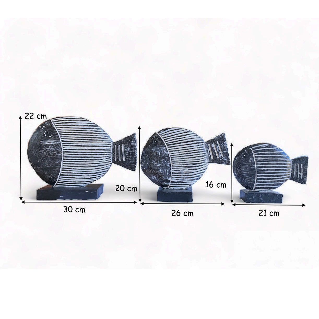 Decoración náutica. Peces decorativos de madera, Pack de 3 Pescados.