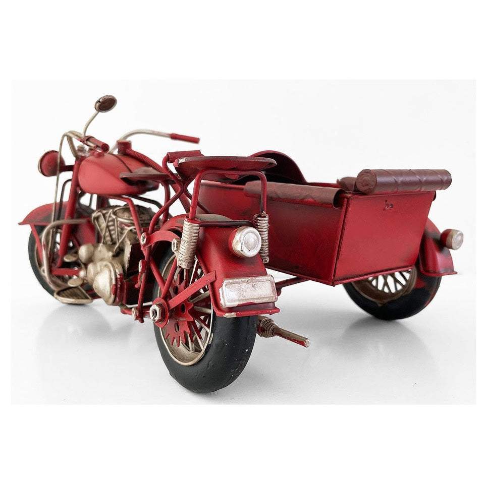 Moto A Escala Con Sidecar, Decoración Vintage En Fierro
