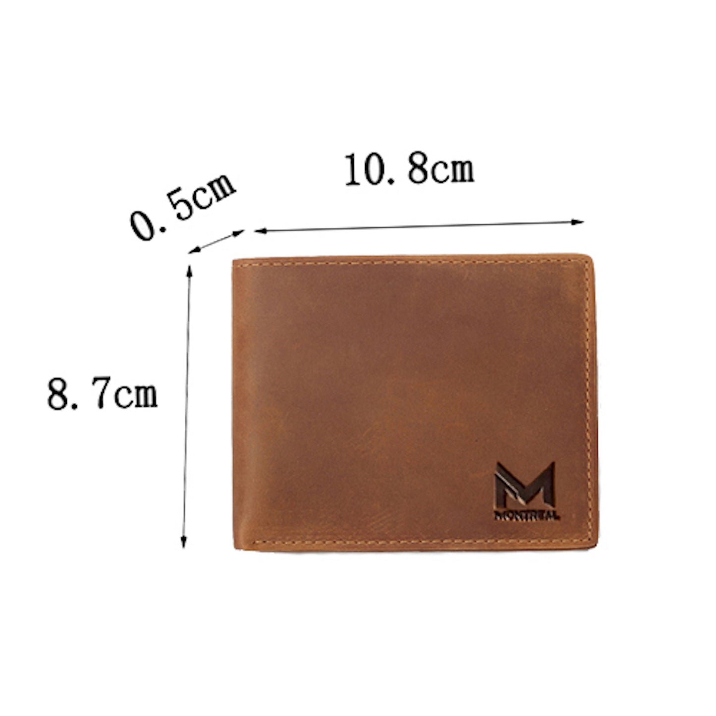 Billetera hombre, cuero genuino, protección RFID, bifold brown.