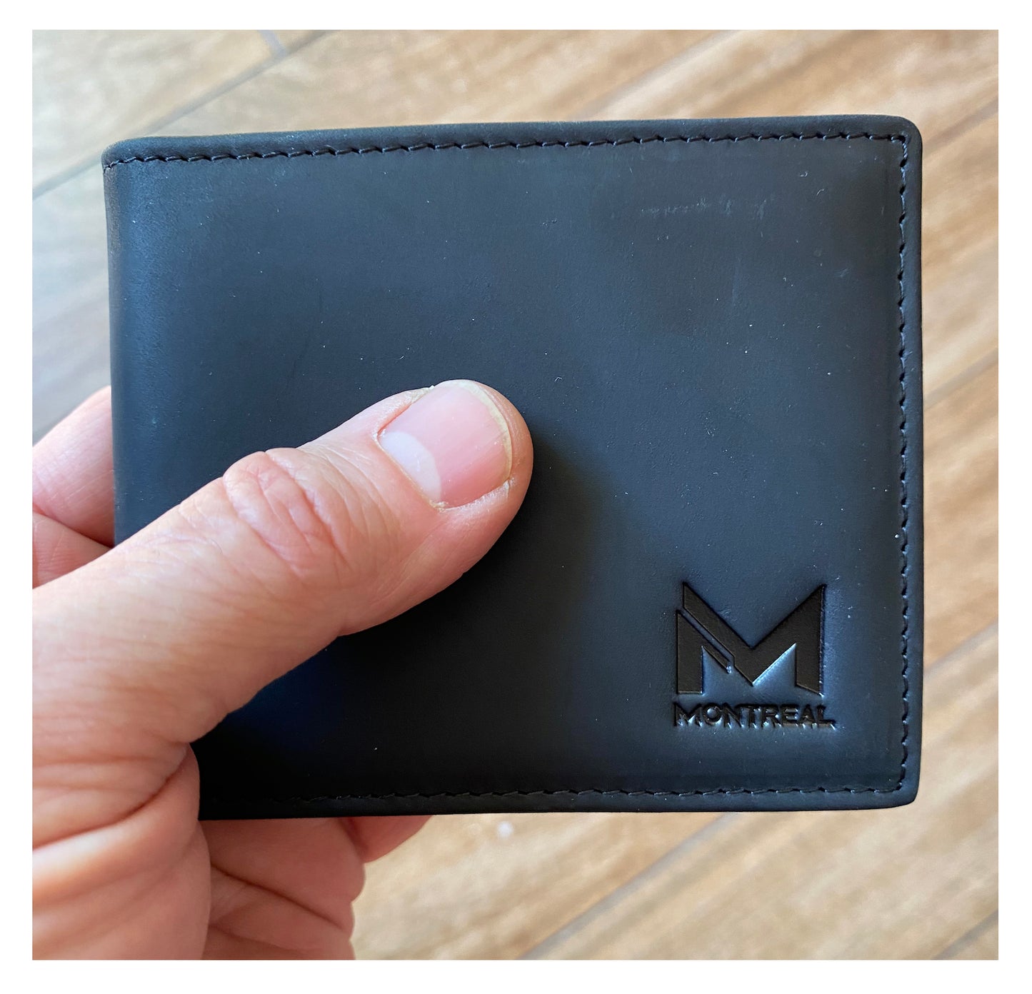 Billetera hombre, cuero genuino, protección RFID, bifold black.