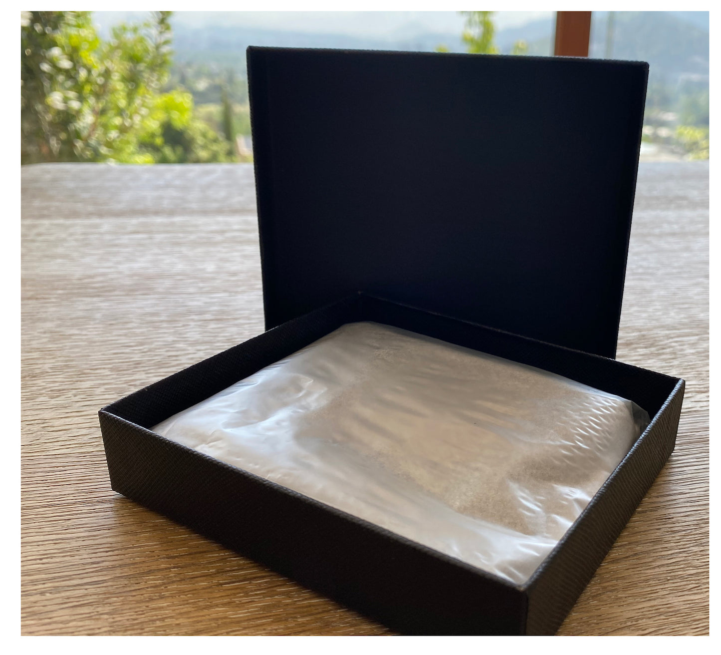Billetera hombre, cuero genuino, protección RFID, bifold black.