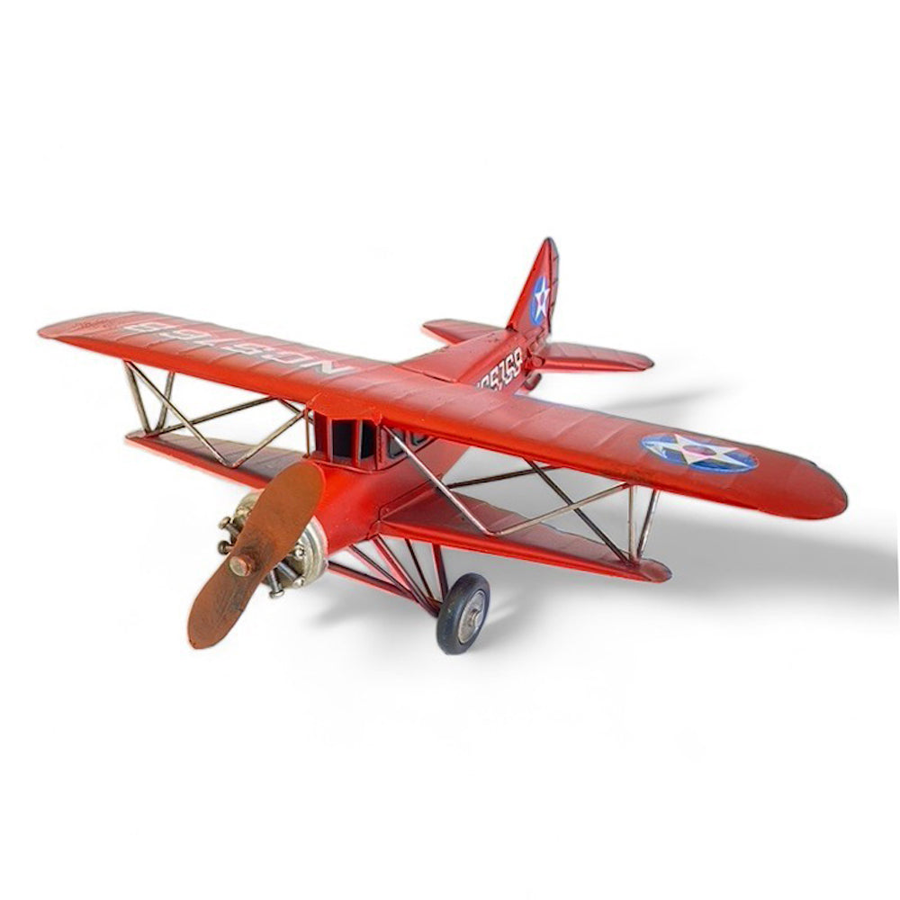 Avión A Escala Biplano De Colección Decoración Vintage