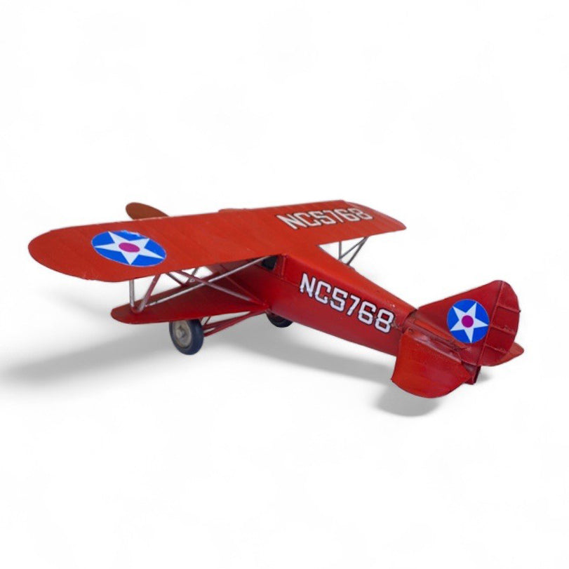 Avión A Escala Biplano De Colección Decoración Vintage