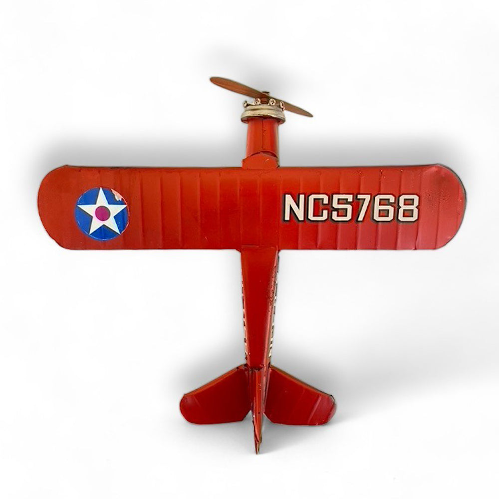 Avión A Escala Biplano De Colección Decoración Vintage