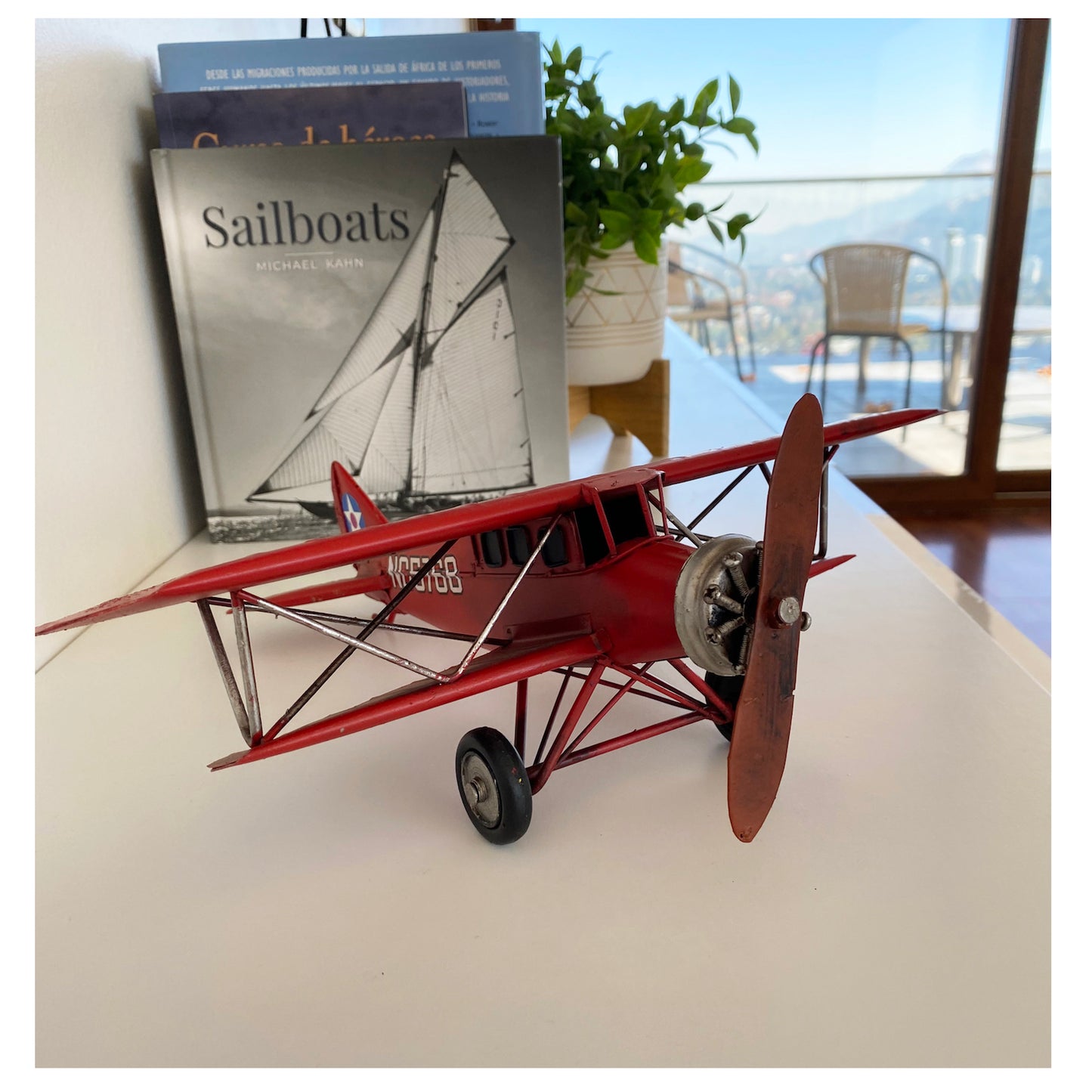 Avión A Escala Biplano De Colección Decoración Vintage