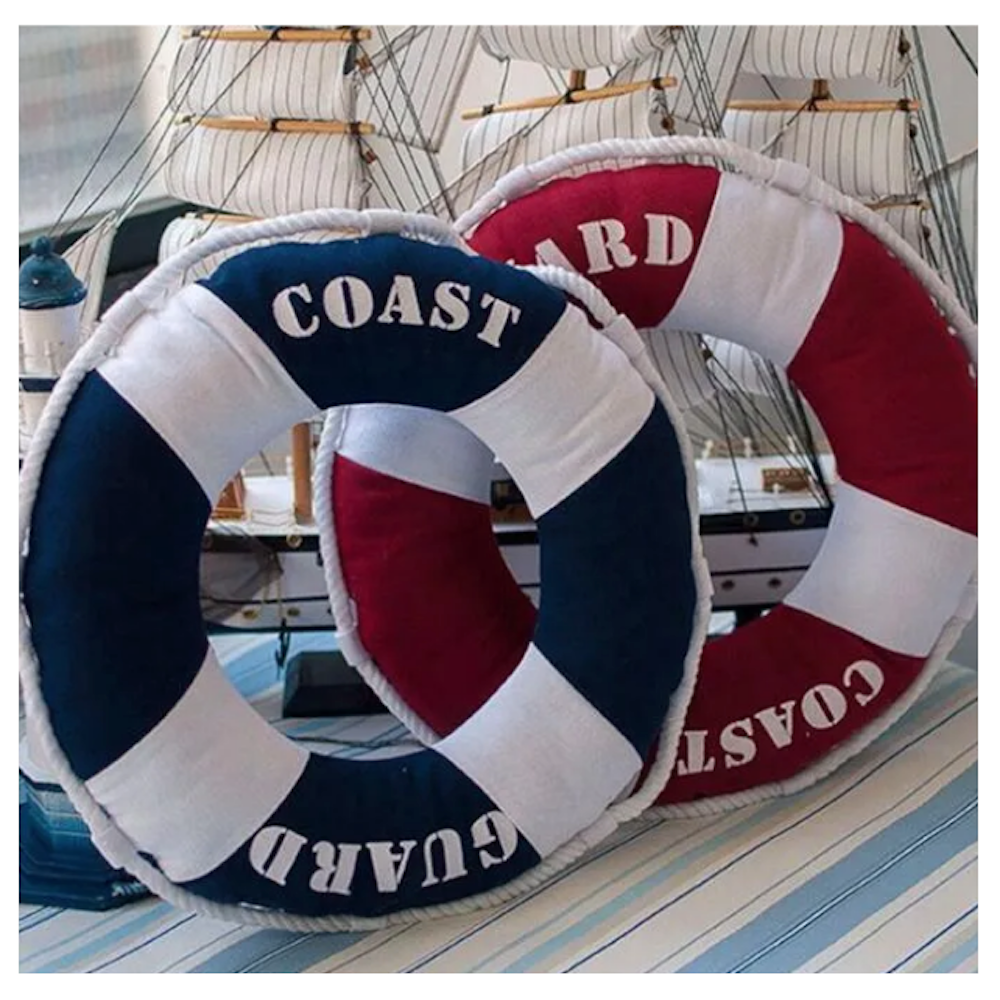 Cojín decorativo, diseño Náutico, Forma de Salvavidas, Estilo Marino