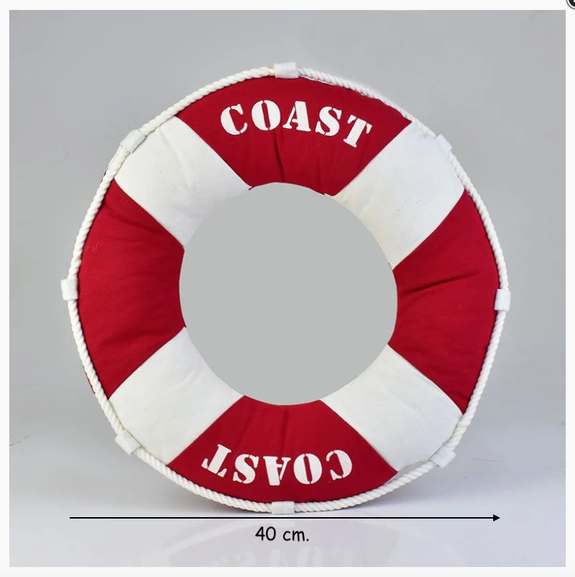 Cojín decorativo, diseño Náutico, Forma de Salvavidas, Estilo Marino