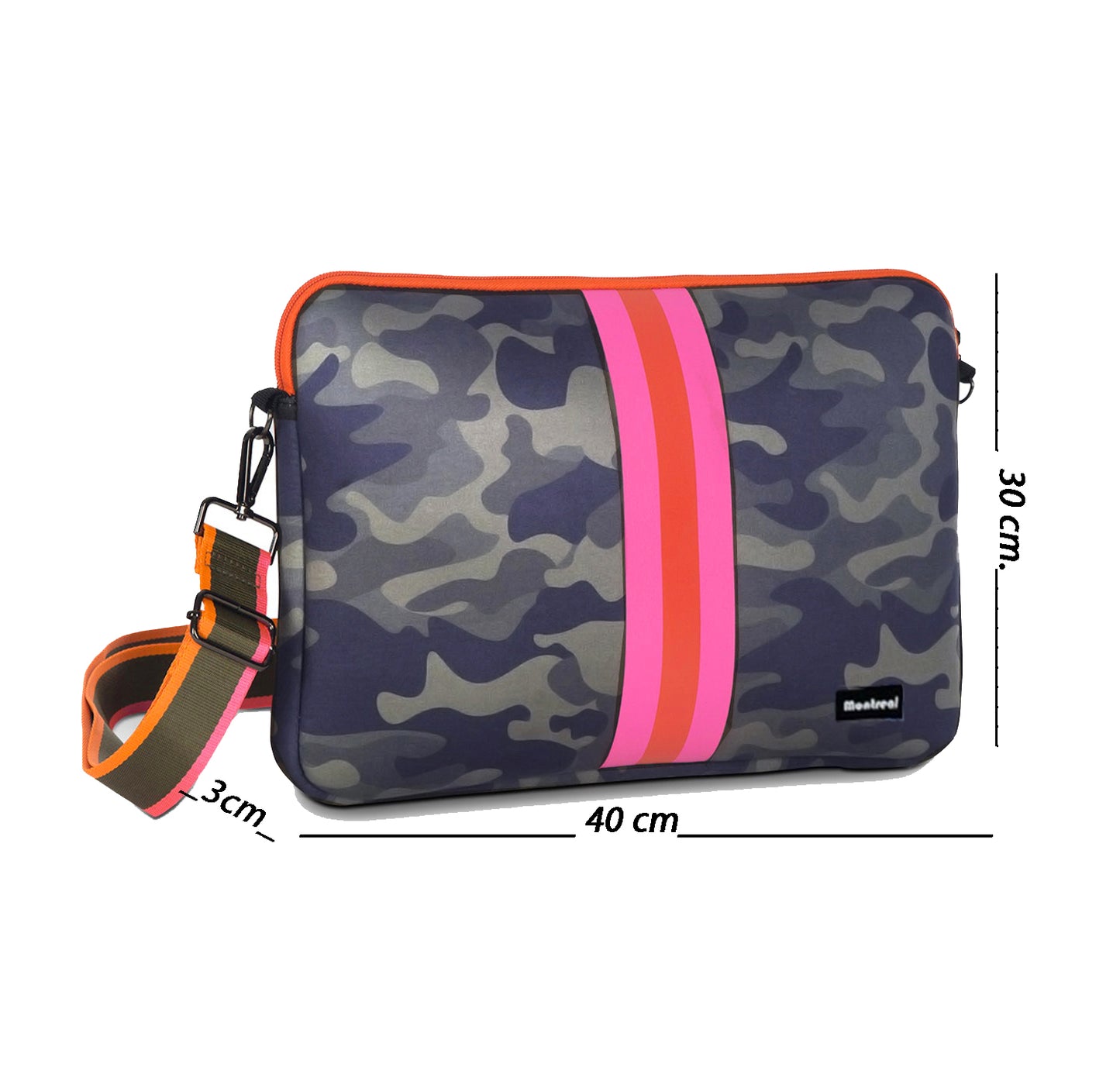 Bolso Computador, Funda Notebook, Strap ajustable, Camo.