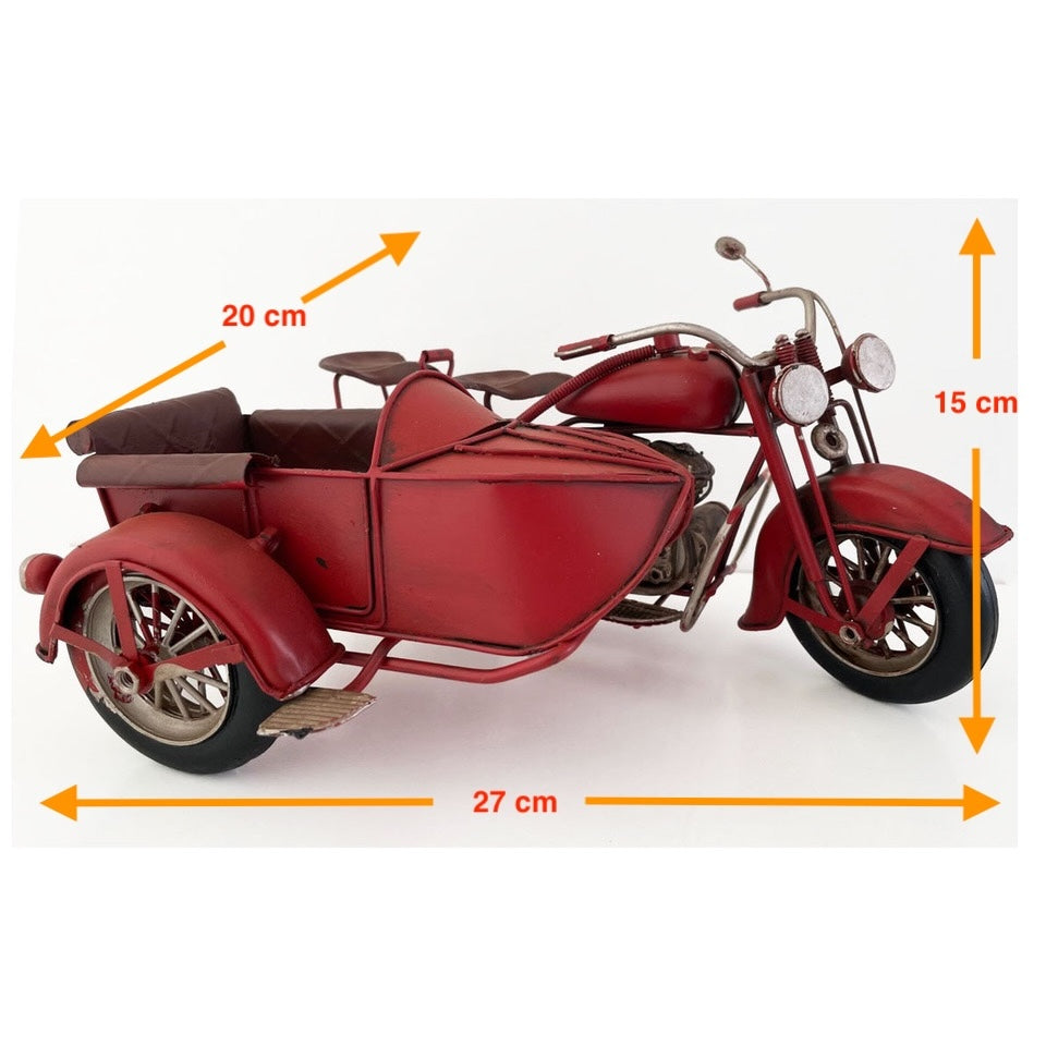 Moto A Escala Con Sidecar, Decoración Vintage En Fierro