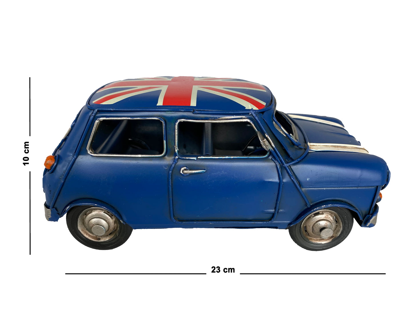 Auto A Escala, Mini Cooper Azul, Decoración Vintage.