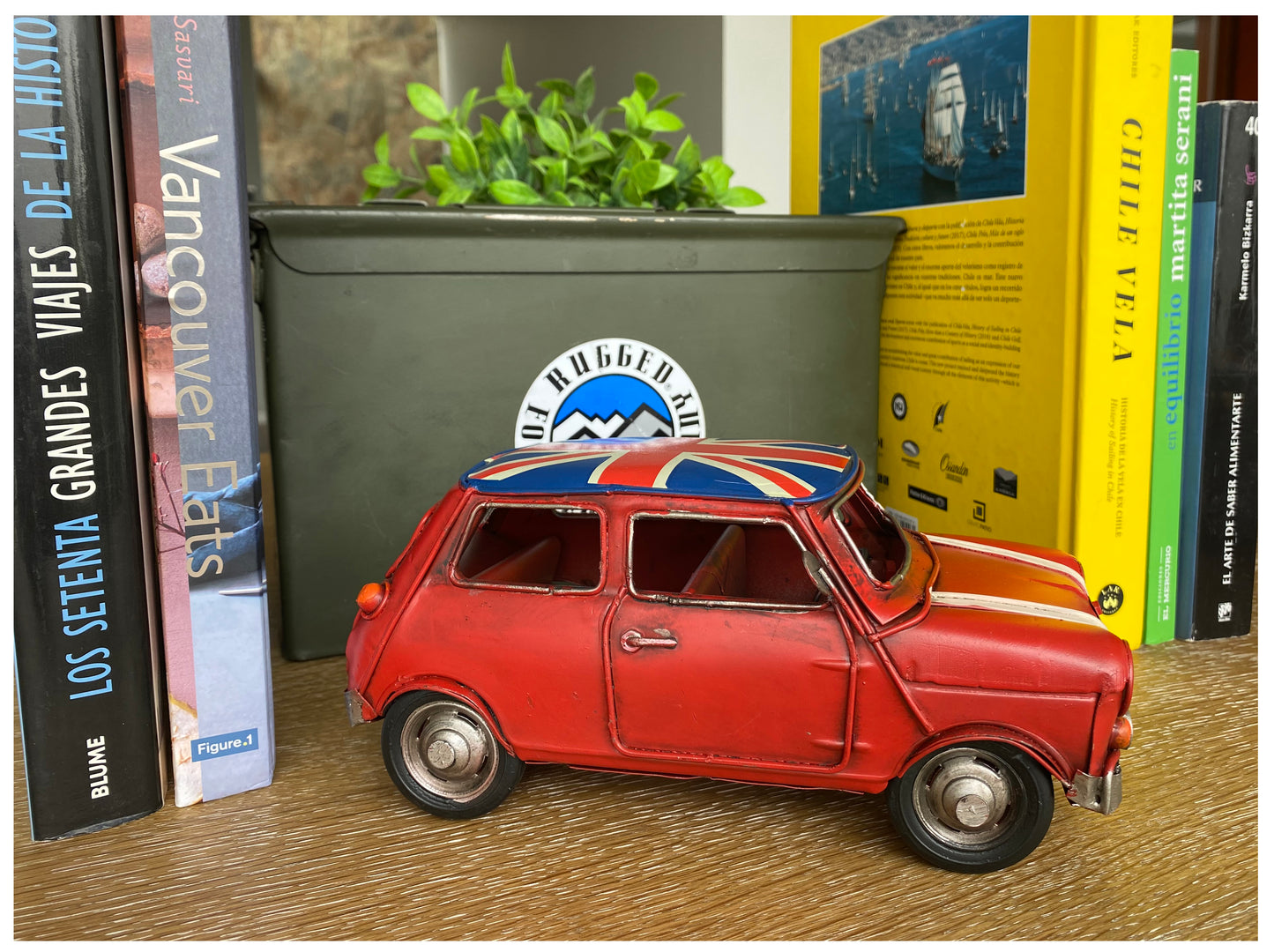 Auto A Escala, Mini Cooper Rojo, Decoración Vintage.