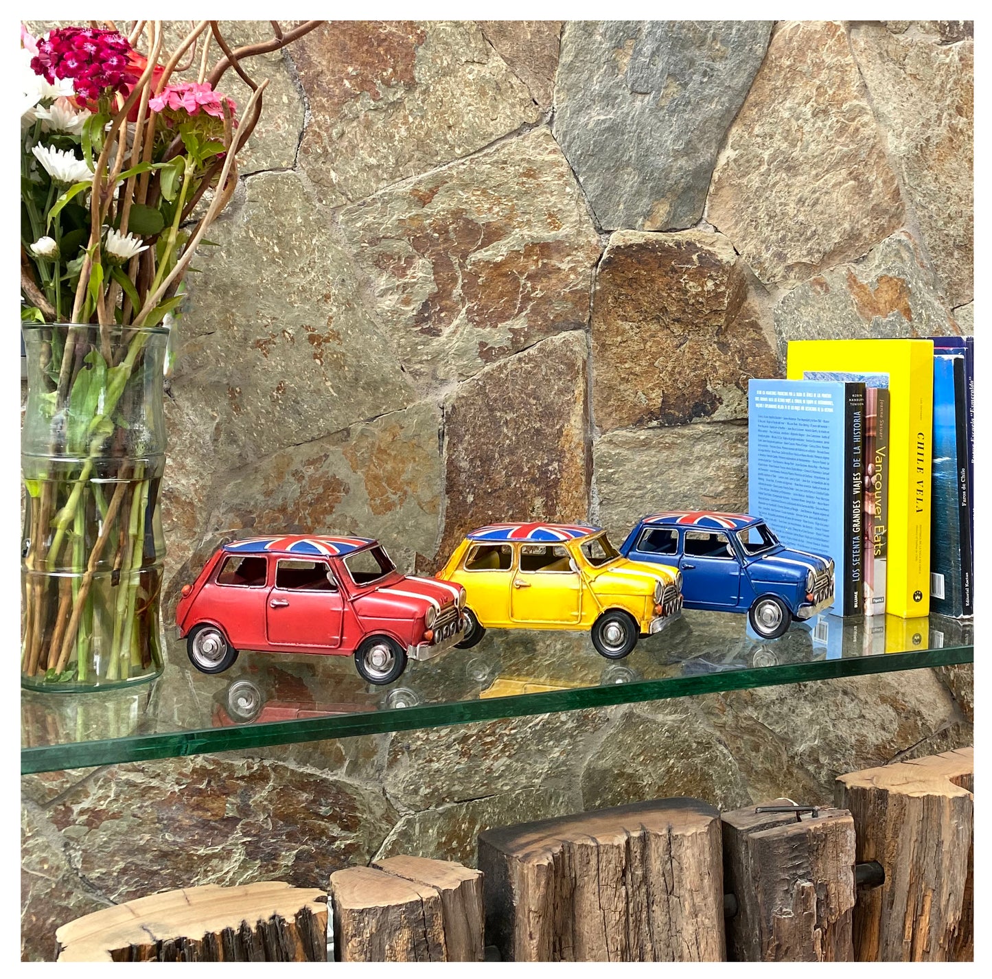 Auto A Escala, Mini Cooper Rojo, Decoración Vintage.