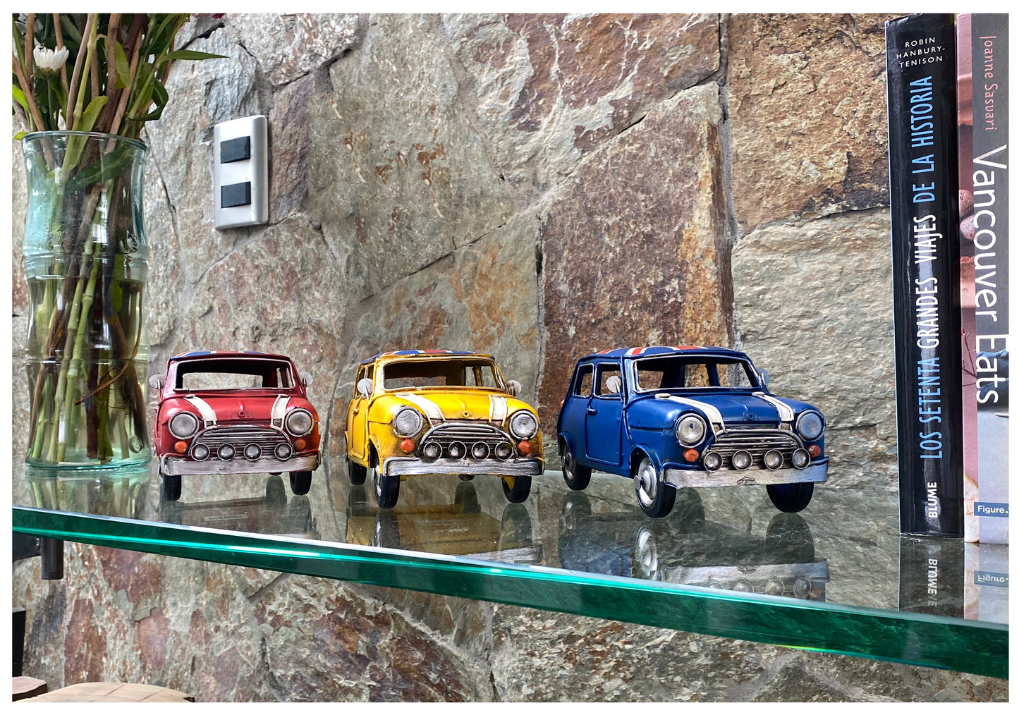 Auto A Escala, Mini Cooper Rojo, Decoración Vintage.
