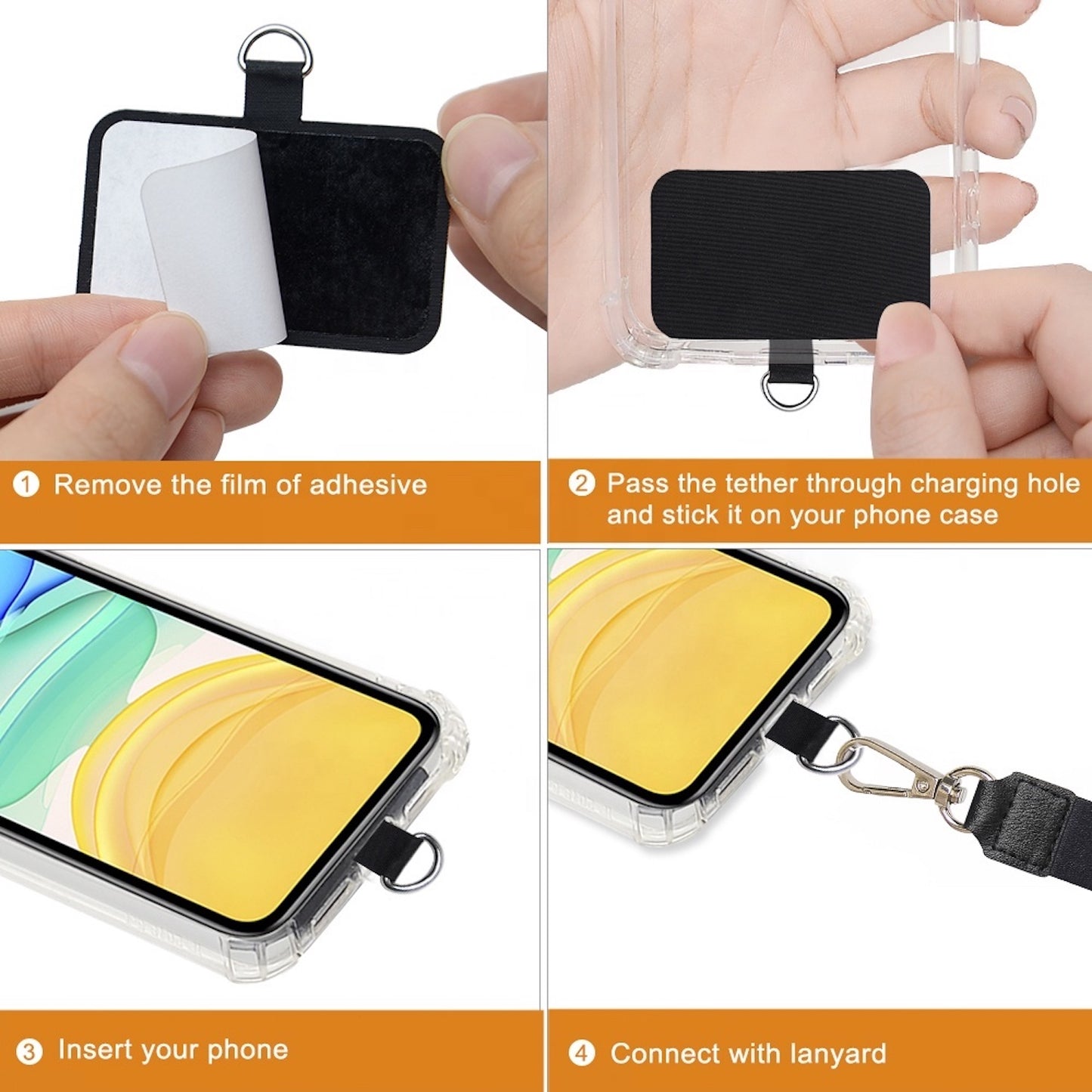 Strap para carcasa de celular universal, doble correa blanca.