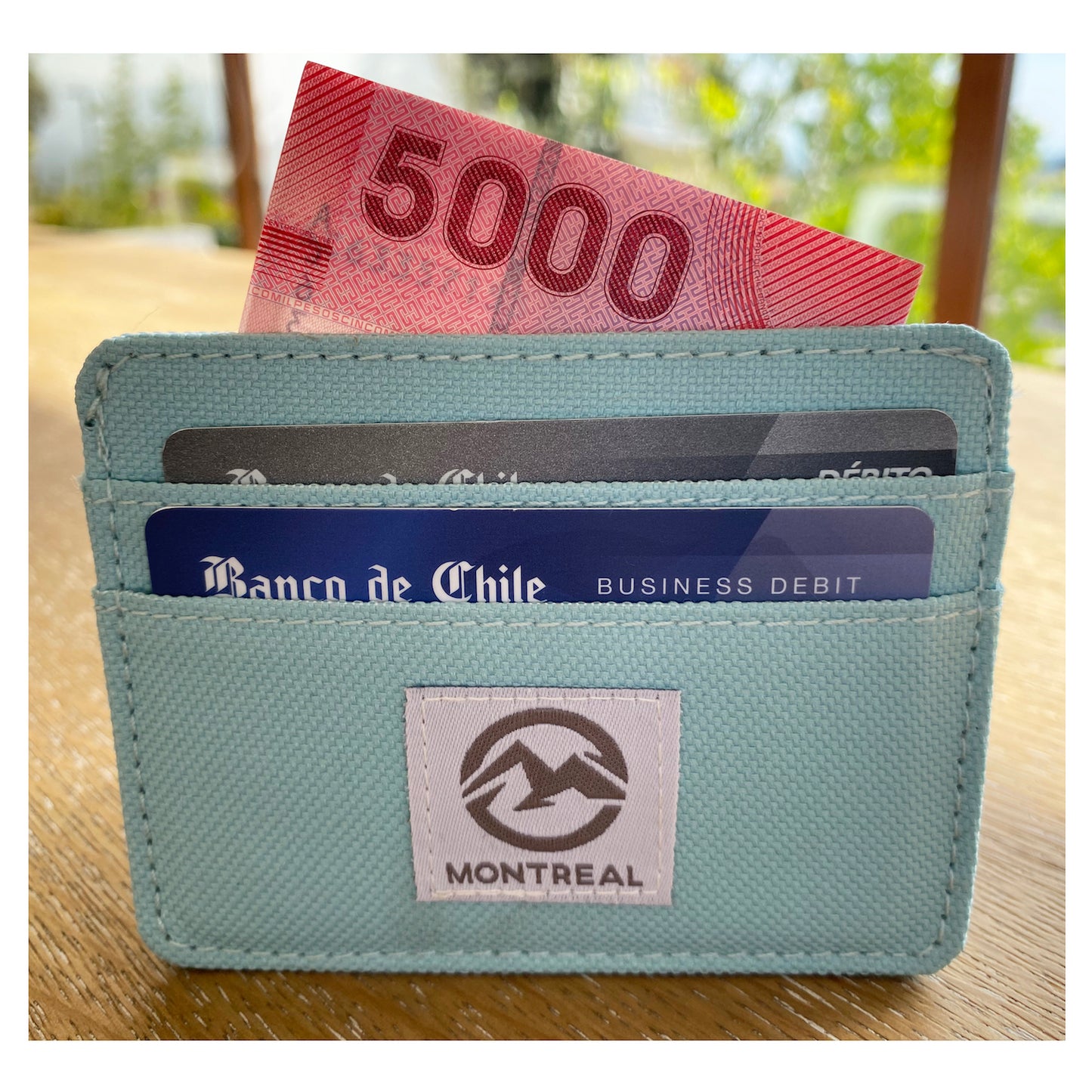 Tarjetero, Billetera, Estilo Casual, Lona Celeste.