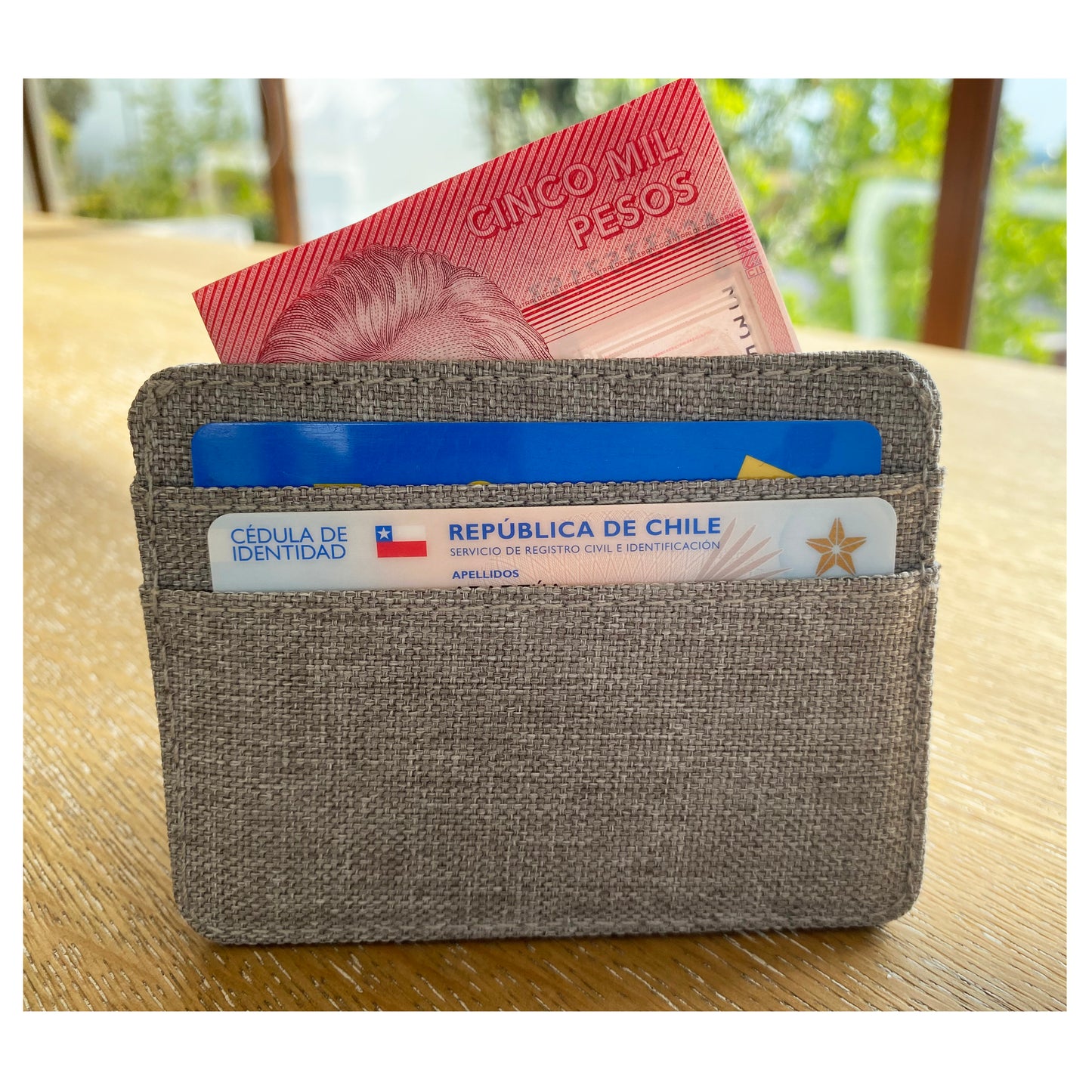 Tarjetero, Billetera, Estilo Casual, Lona Gris.