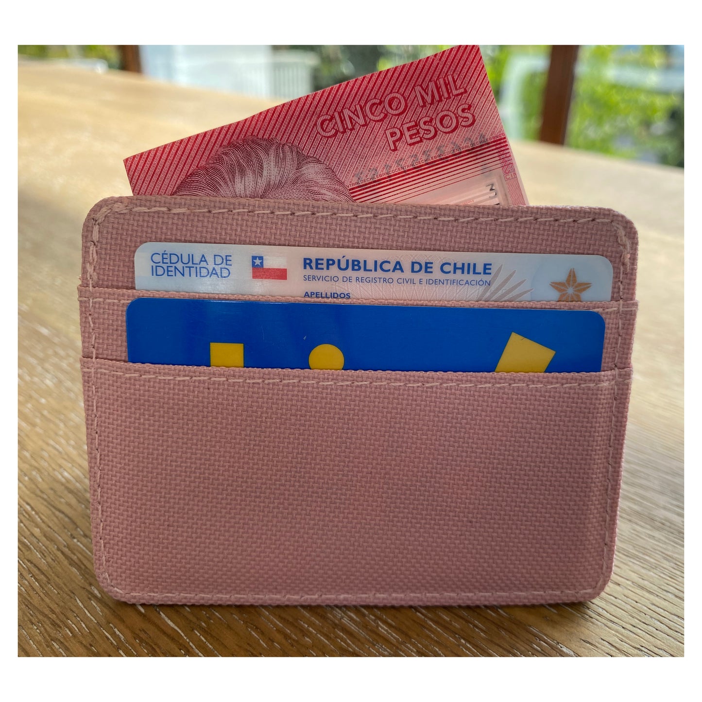 Tarjetero, Billetera, Estilo Casual, Lona Rosa.
