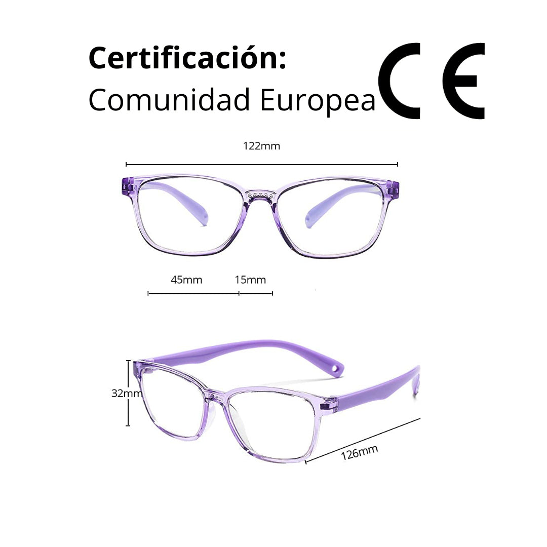 Lentes filtro luz azul, Niños, descanso pantallas Violet.