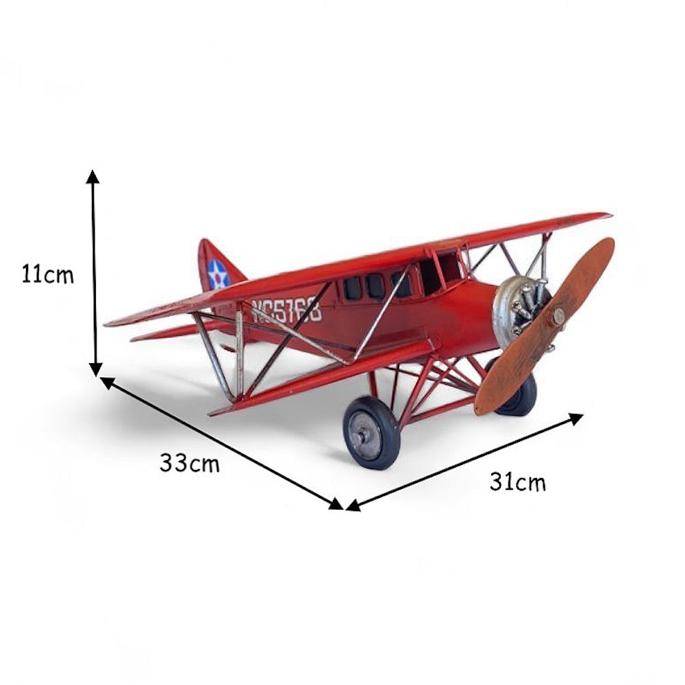 Avión A Escala Biplano De Colección Decoración Vintage
