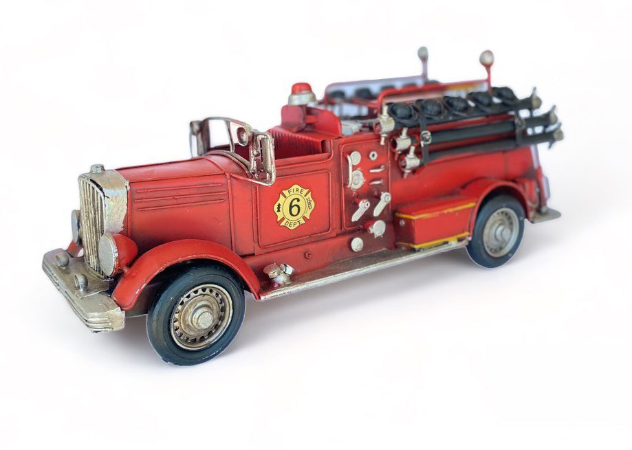 Camión De Bomberos A Escala, Decoración Vintage En Fierro.