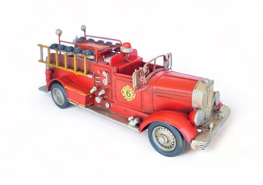 Camión De Bomberos A Escala, Decoración Vintage En Fierro.