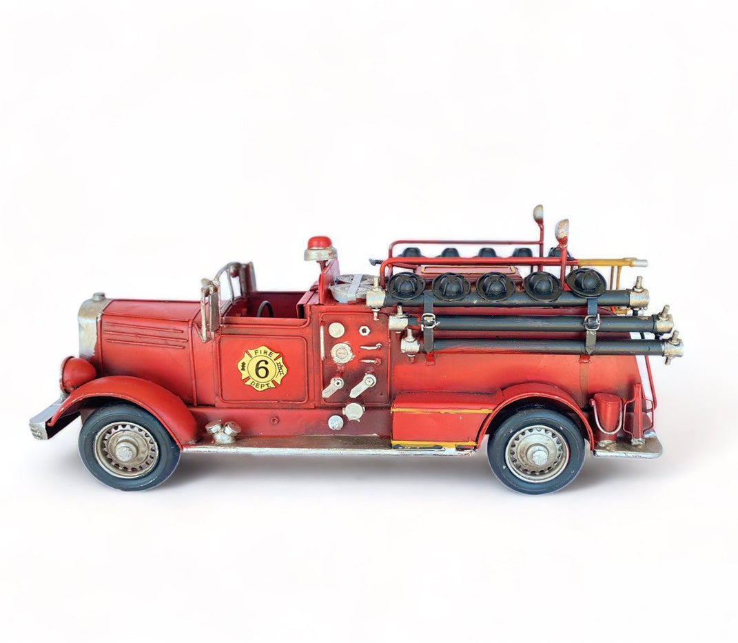 Camión De Bomberos A Escala, Decoración Vintage En Fierro.