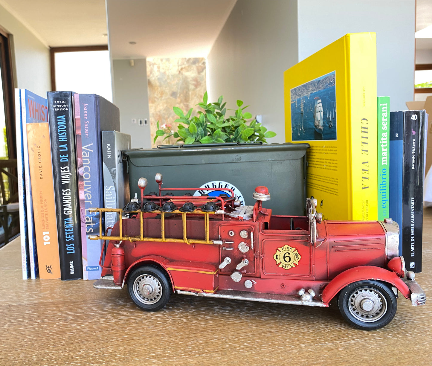 Camión De Bomberos A Escala, Decoración Vintage En Fierro.