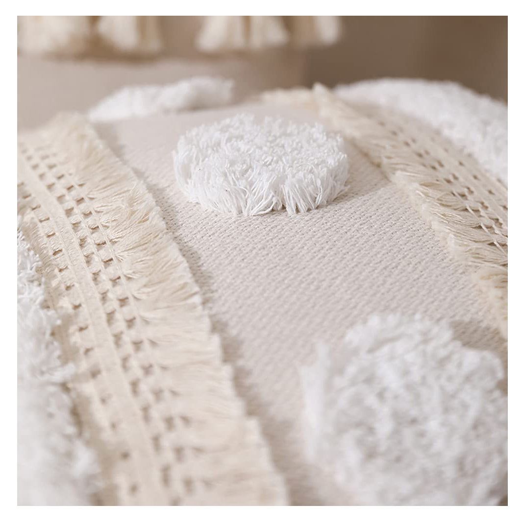 Cojín boho, decorativo, 50x30, beige, incluye relleno.