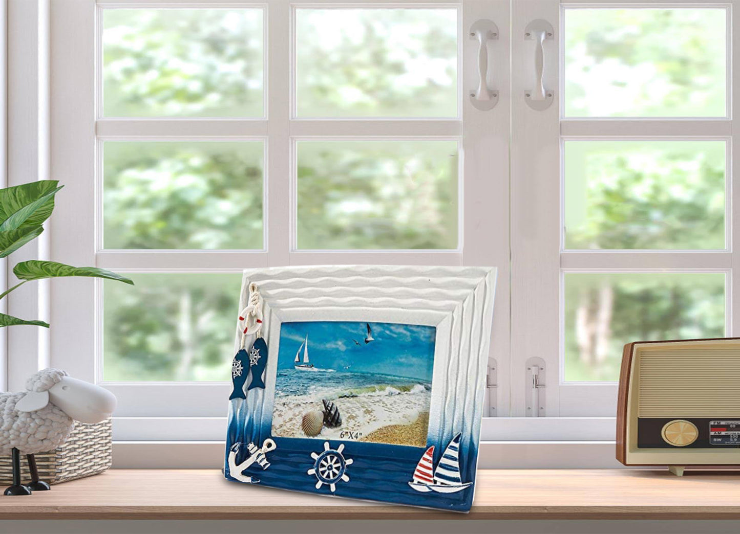 Decoración náutica, marco fotos, portafotos diseño marino, horizontal.