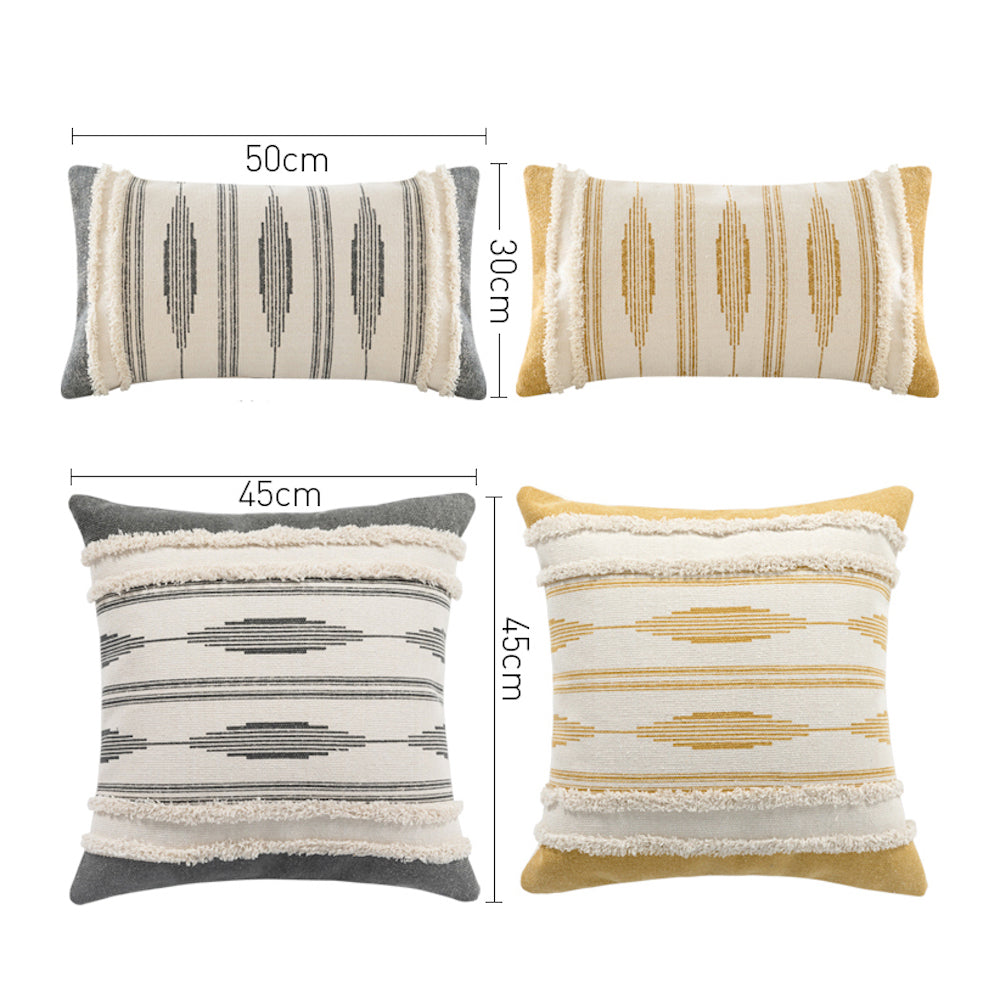 Cojín boho nórdico, decorativo, ocre, 45x45, incluye relleno.