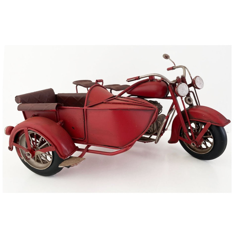Moto A Escala Con Sidecar, Decoración Vintage En Fierro