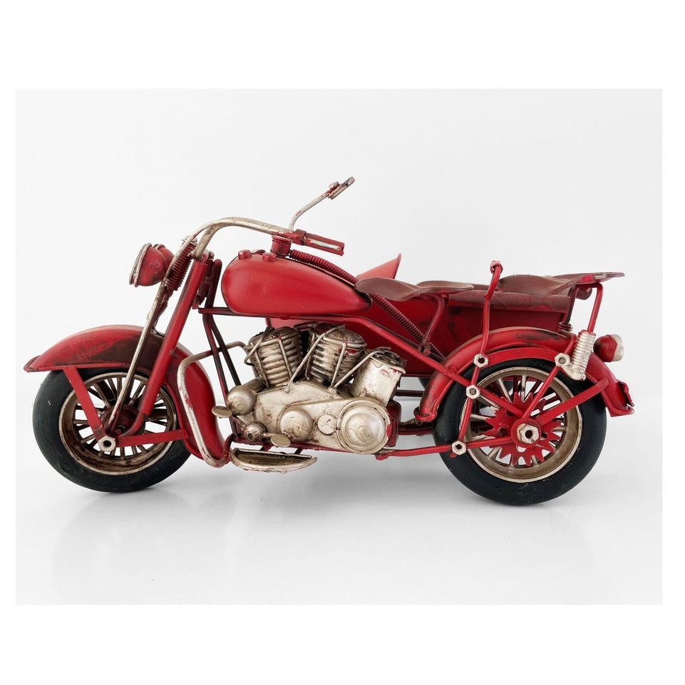 Moto A Escala Con Sidecar, Decoración Vintage En Fierro