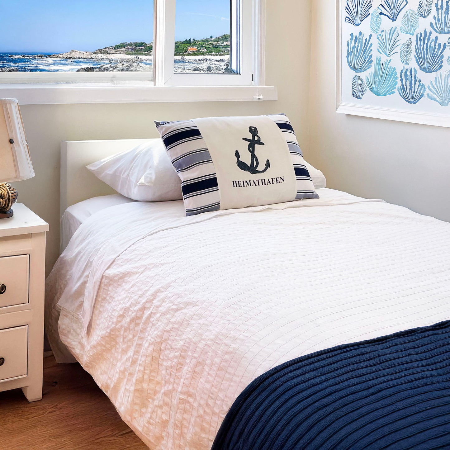 Cojín decorativo, diseño Náutico, Estilo Marino, Playa, Navy
