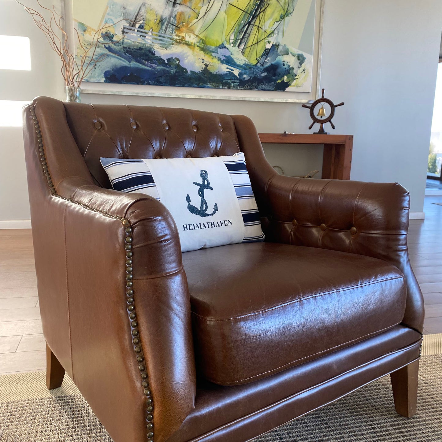 Cojín decorativo, diseño Náutico, Estilo Marino, Playa, Navy