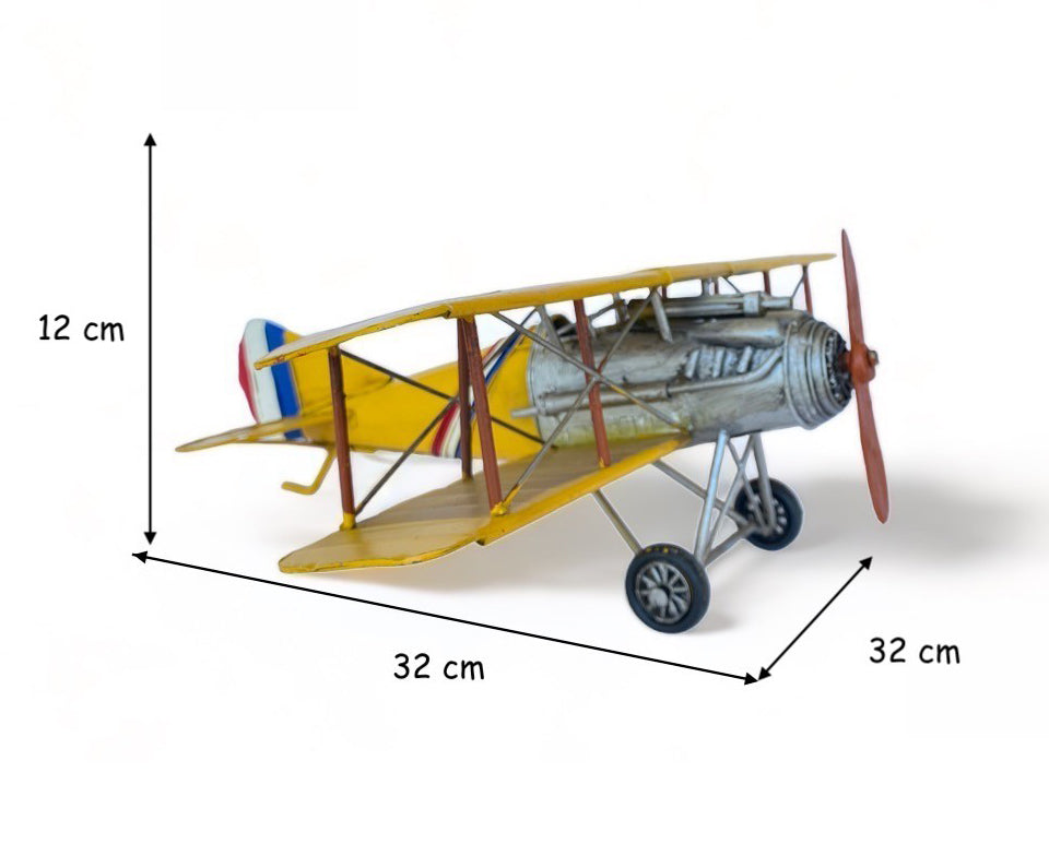 Avión A Escala, Biplano De Colección, Decoración Vintage.