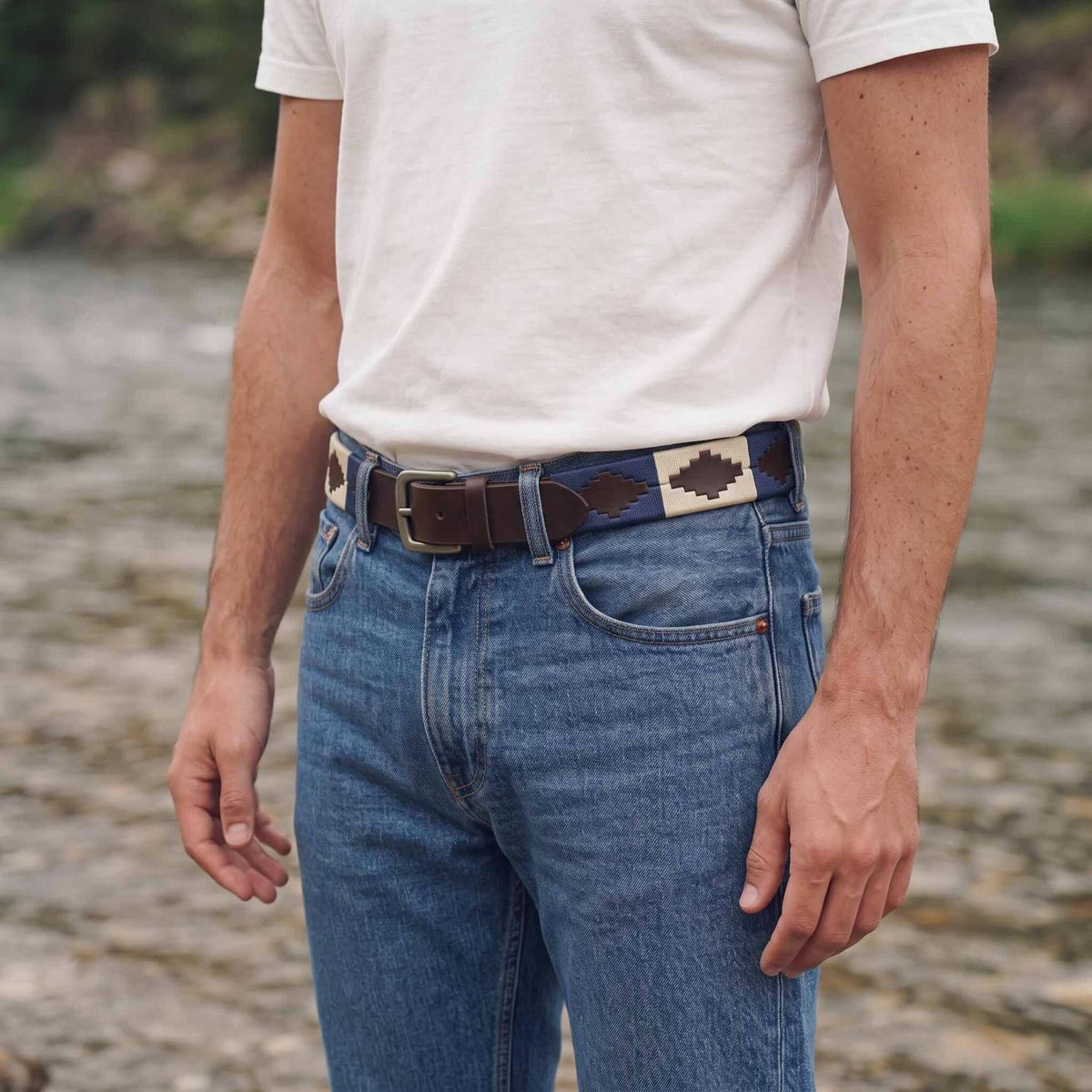 Cinturón Hombre Cuero Natural Bordado Correa Cinto Vaquero