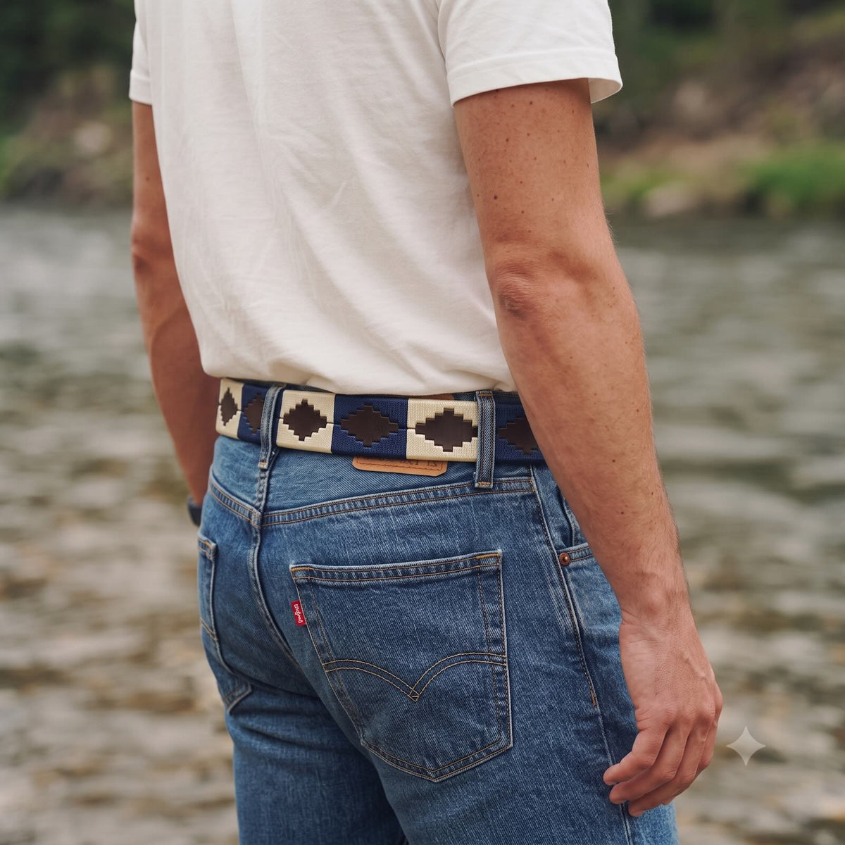 Cinturón Hombre Cuero Natural Bordado Correa Cinto Vaquero