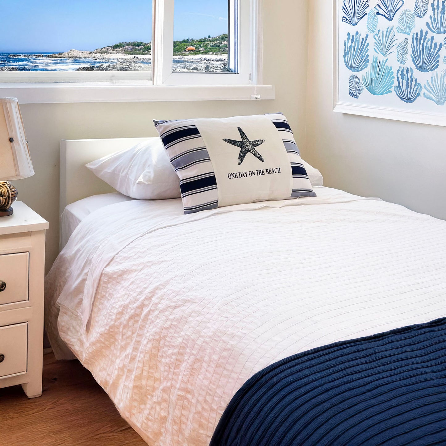 Cojín decorativo, diseño Náutico, Estilo Marino, Playa, Navy