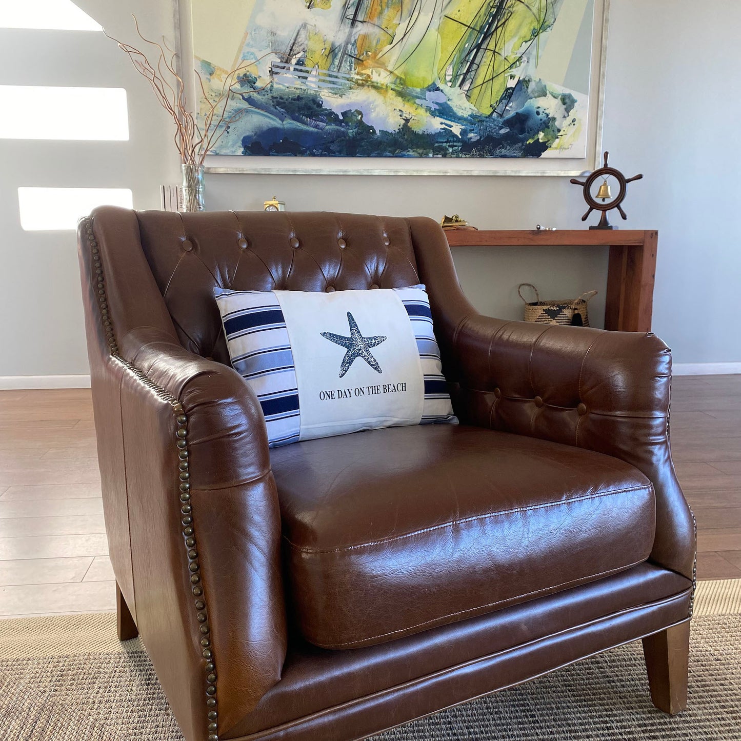 Cojín decorativo, diseño Náutico, Estilo Marino, Playa, Navy