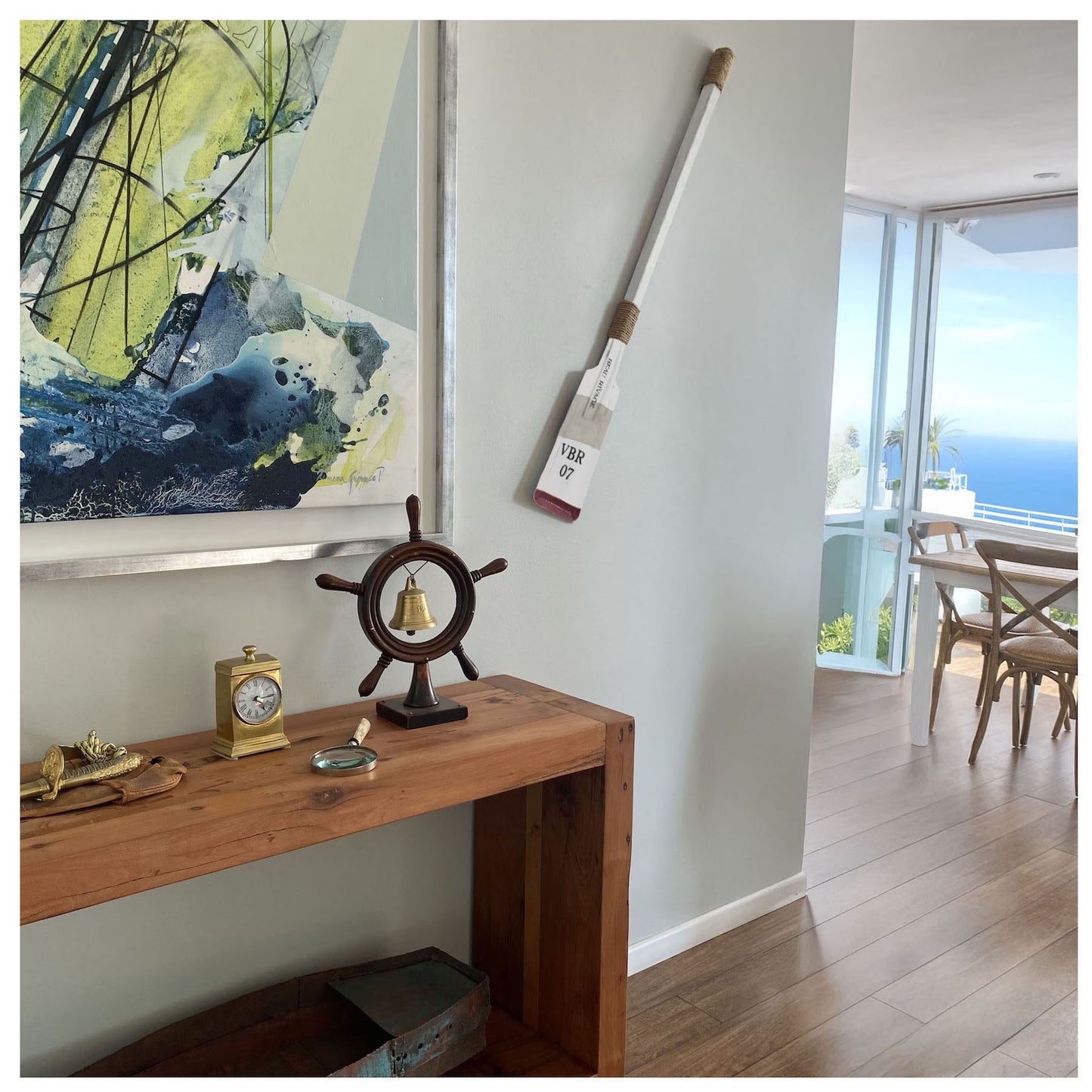 Decoración náutica, Remo madera decorativo, diseño marino.