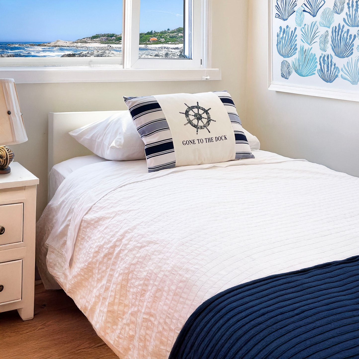 Cojín decorativo, diseño Náutico, Estilo Marino, Playa, Navy